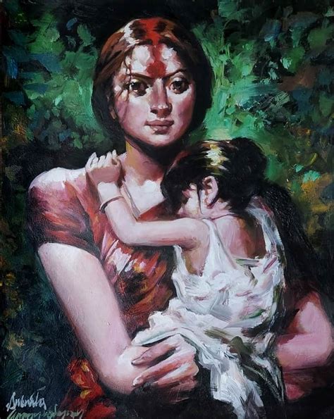 Mother And Child Acrylic On Paper 22 X 175 Inches Gallery Kolkata