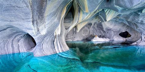 Lake Cave Chile Erosion Turquoise Water Patagonia Nature Landscape