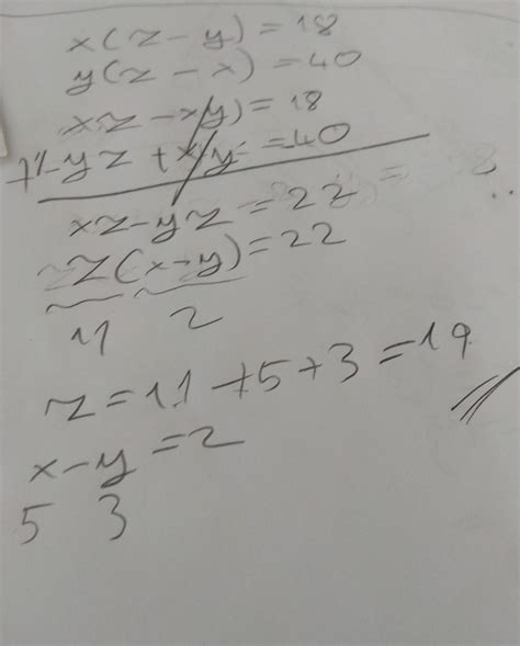 x y ve z birbirinden farklı birer asal sayı olmak üzere x z y 18 y z x 40 eşitlikleri