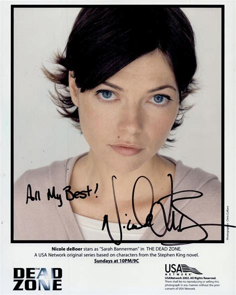 At Auction Nicole De Boer Popular Actress Dead Zone 10x8 Inch Signed