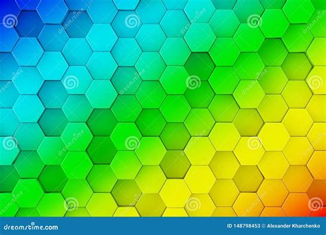 Colourful Rainbow Abstract Honeycomb Hexagone Background Texture 3d