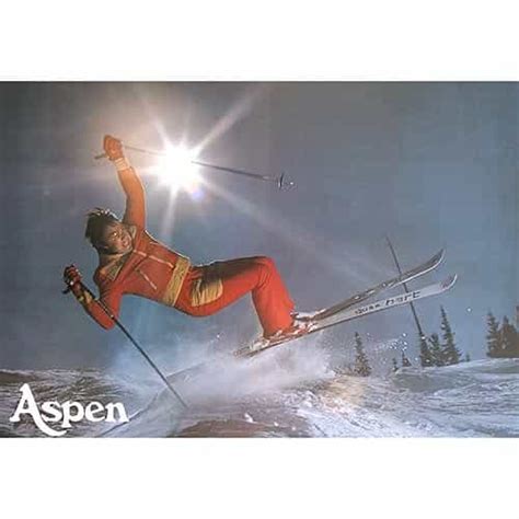 1970s Aspen Original Ski Poster Skier Jetting