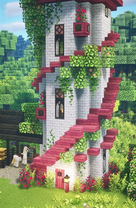 Rose Tower 🌸🏰 Aesthetic Minecraft Fairytale Tower 🌺 By Kelpie The Fox