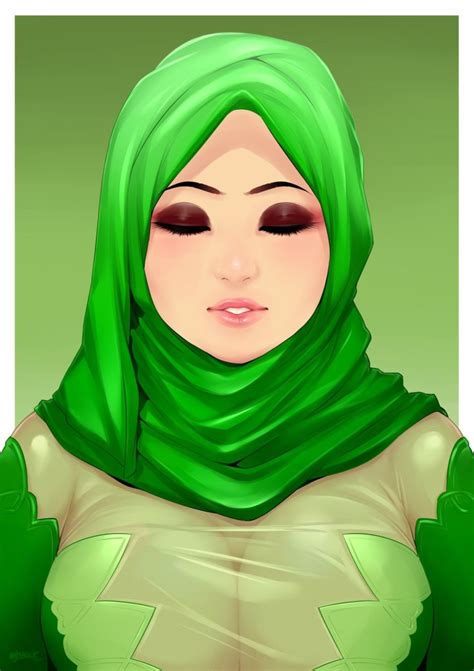Nigaw Highres 1girl Breasts Female Focus Hijab Islam Large Breasts Muslim Text Focus