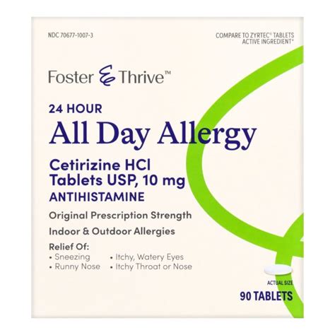 Fsa Approved Foster And Thrive Cetirizine Allergy Relief Tablets 90 Ct