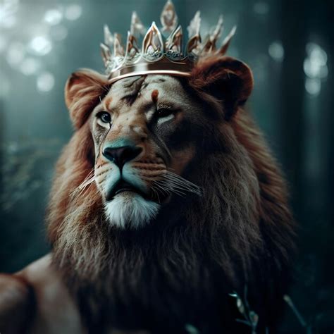 Premium Ai Image A Lion Wearing A Crown