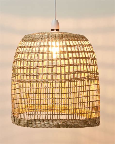 Stylish way to give table lamps floor lamps a fresh new look brass finish metal frame Natural Seagrass Woven Pendant Lamp Shade | Pendant lamp ...