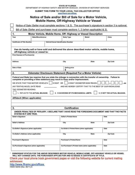 Free Fillable Florida Vehicle Bill Of Sale Form Pdf Templates