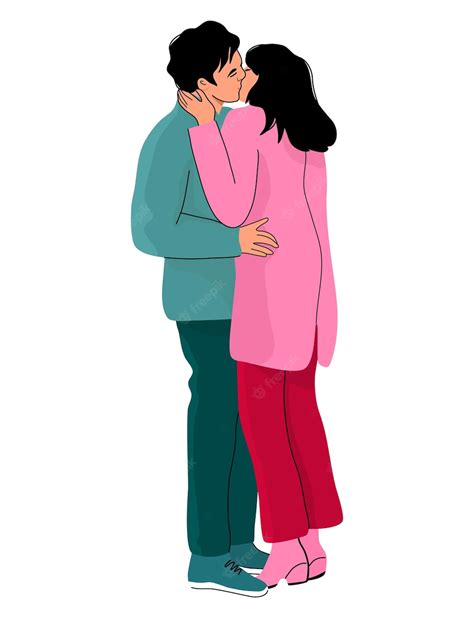 Premium Vector Man And Woman Kissing And Hugging Romantic Couple In