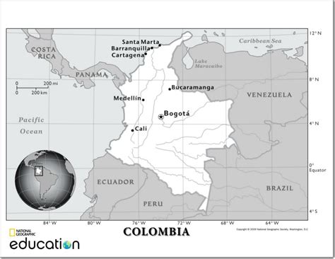 Mapa Físico Mudo De Colombia Mapa De Ríos De Colombia National