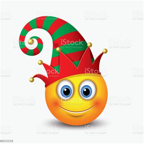 A Cute Christmas Elf Santas Helper Emoticon Emoji Smiley Stock