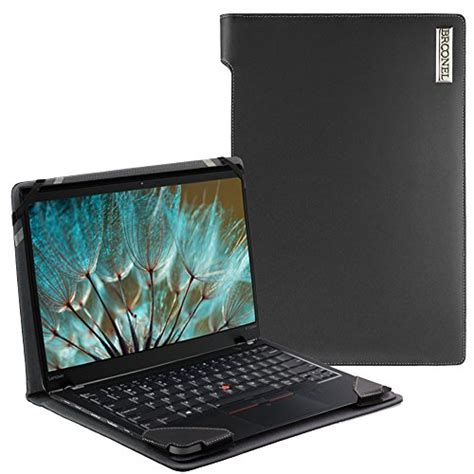 Navitech Black Real Leather Folio Case Cover Sleeve For The Lenovo