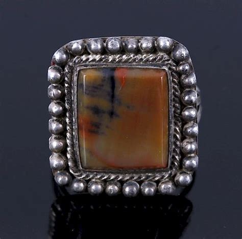 Navajo Fred Harvey Era Jasper And Silver Ring Sold At Auction On 3rd