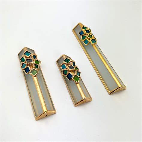 Colorful Stained Glass Golden Mezuzah Etsy
