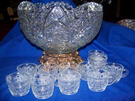 A vintage miniature clear glass punch bowl set. Vintage cut crystal punch bowl, eleven matching crystal ...