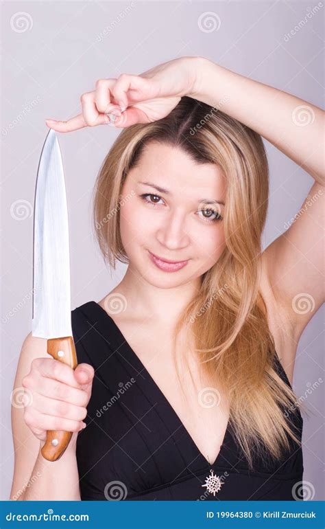 Girl With A Knife Stock Photo Image Of Face Black Expression 19964380