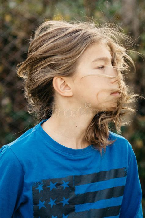 Boy With Long Hair Stock Image Image Of Beautiful