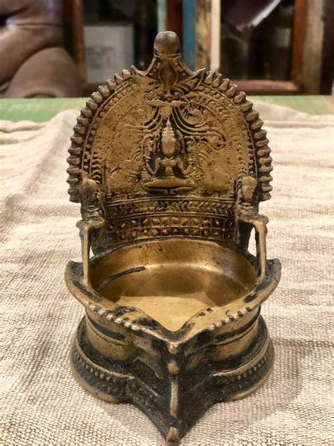 Indian Vintage Brass Temple Lamps Oil Lamp Hindu Lamp Kamakshi Brass