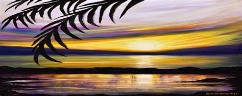 Reflections Panoramic Sunset Painting By Gina De Gorna Fine Art America
