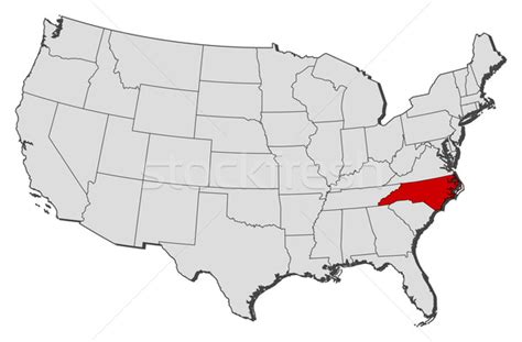 Map Of The United States North Carolina Highlighted Vector