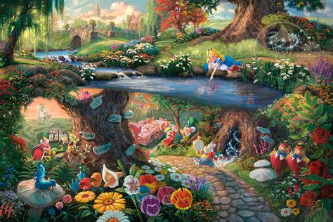 Alice In Wonderland Disney Thomas Kinkade Framed Art Print