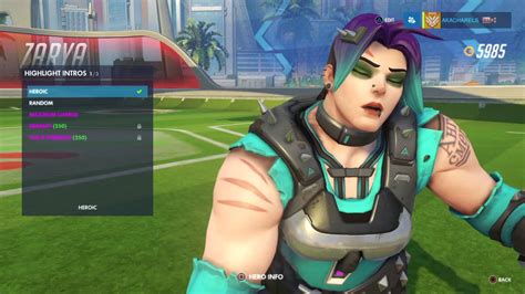 Overwatch Zarya Cybergoth Skin All Emotes Poses Intros And Weapons