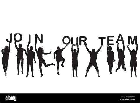People Silhouettes Holding Letters With Words Join Our Team Stock