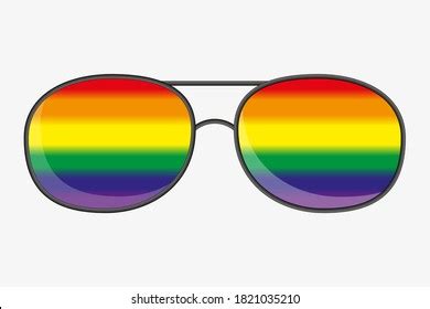 Sunglasses Gay Iridescent Lenses Flat Cartoon Stock Vector Royalty