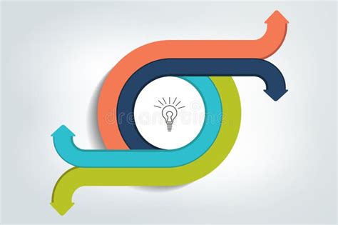 Circle Round Divided In 4 Arrows Template Scheme Diagram Chart