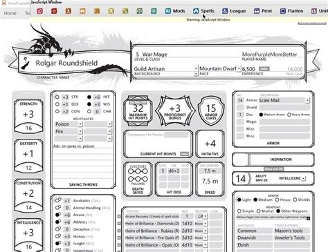 Mpmbs Dandd 5e Character Tools Fully Automated Dnd Character Sheets