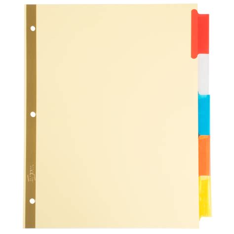 Avery 11109 Big Tab Buff Paper 5 Tab Multi Color Insertable Dividers