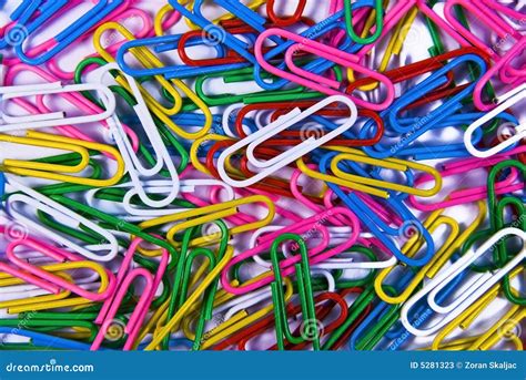 Colorful Paper Clips Stock Image Image Of Paperclip Organized 5281323
