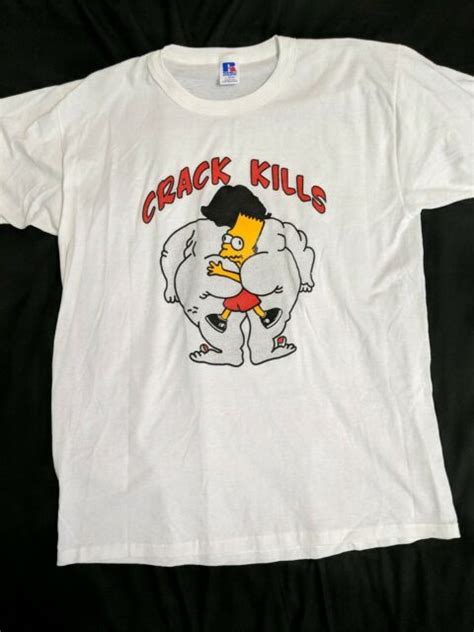 Vtg 90s Bootleg Bart Simpson Crack Kills Retro T Shirt The Simpsons