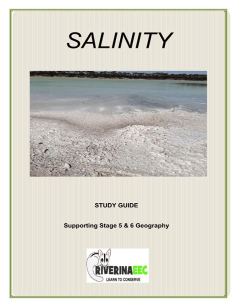 Salinity Study Notes Riverina Environmental Education Centre