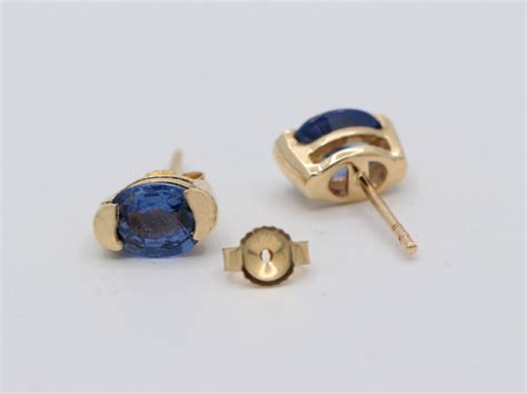 Genuine Natural Blue Sapphire Earring Stud Cts Blue Etsy