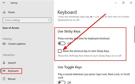 How To Turn Off Sticky Keys Windows 10