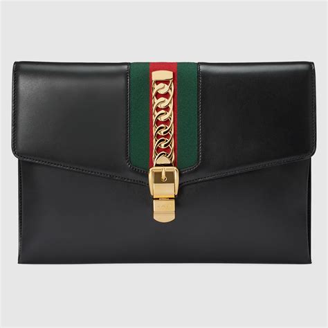 Sylvie Leather Maxi Clutch Gucci Womens Clutches And Evening
