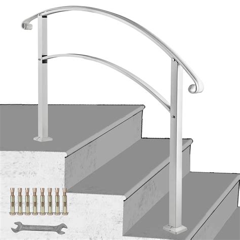Vevor 3 Step Adjustable Handrail Fits 1 Or 3 Steps Matte White Stair