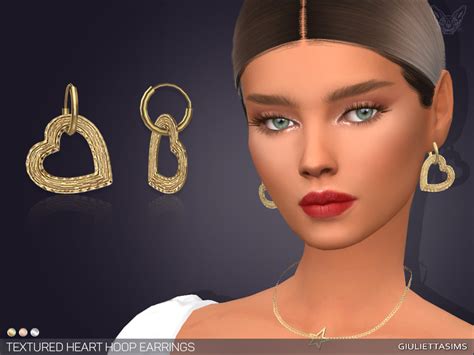 The Sims Resource Textured Heart Hoop Earrings