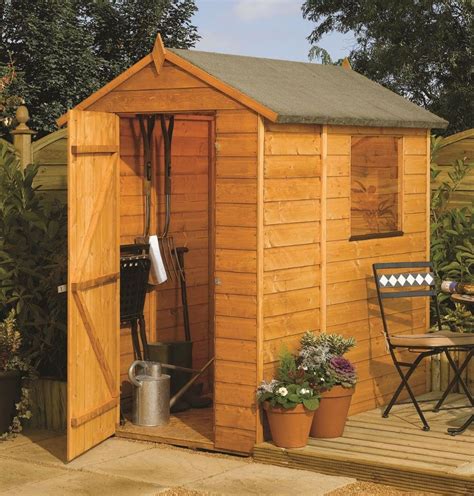 Choose the perfect storage shed for your backyard. This Rowlinson 6X4 apex garden shed is built using 12mm ...