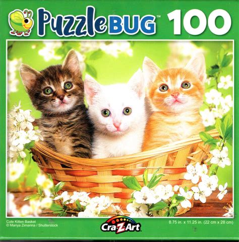 Cute Kitten Basket 100 Piece Jigsaw Puzzle