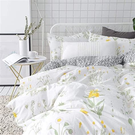 Vclife Flower Bedding Sets Queen Botanical Duvet Cover