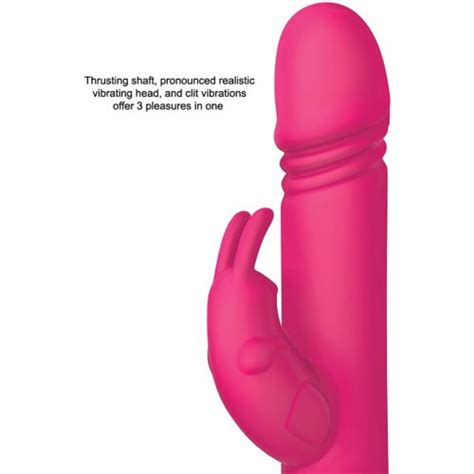 Rabbit Essentials Thrusting Rabbit Vibrator With Throbbing Shaft Pink Sex Toys At Adult Empire