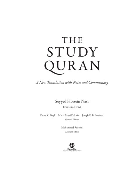 Pdf General Introduction The Study Quran Eds Seyyed Hossein Nasr