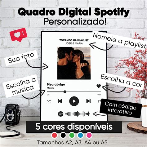 Arte Digital Quadro Interativo Spotify Personalizado Elo7