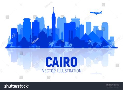 Cairo Egypt Skyline Silhouette On White Stock Vector Royalty Free