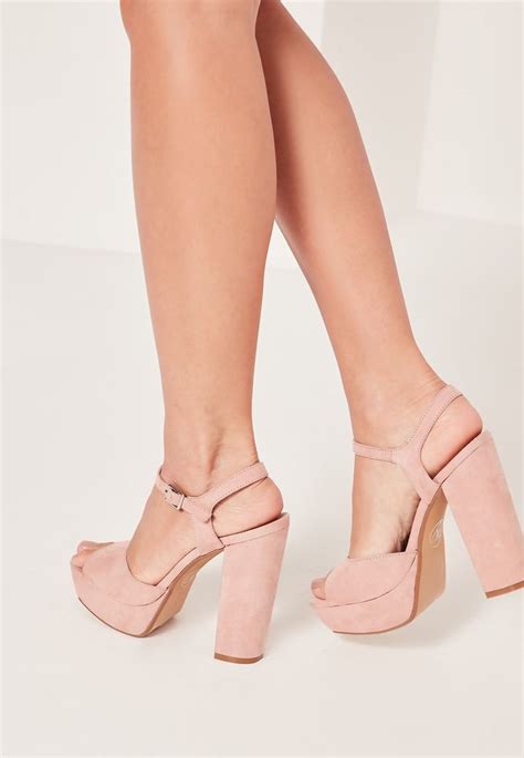 missguided platform heeled sandals pink