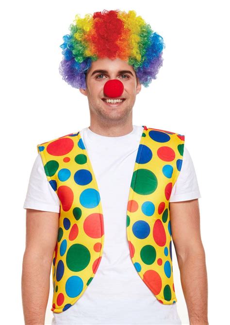 Adults Clown Waistcoat Vest Style Spotty Circus Polka Dot Fancy Dress