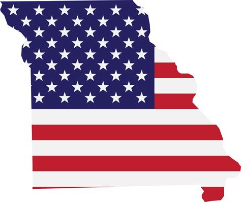 Esquema Del Mapa Del Estado De Missouri En La Bandera De Estados Unidos