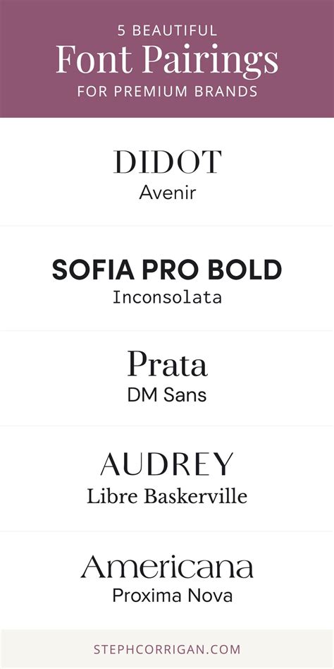 5 Beautiful Font Pairings For Premium Brands Steph Corrigan Design